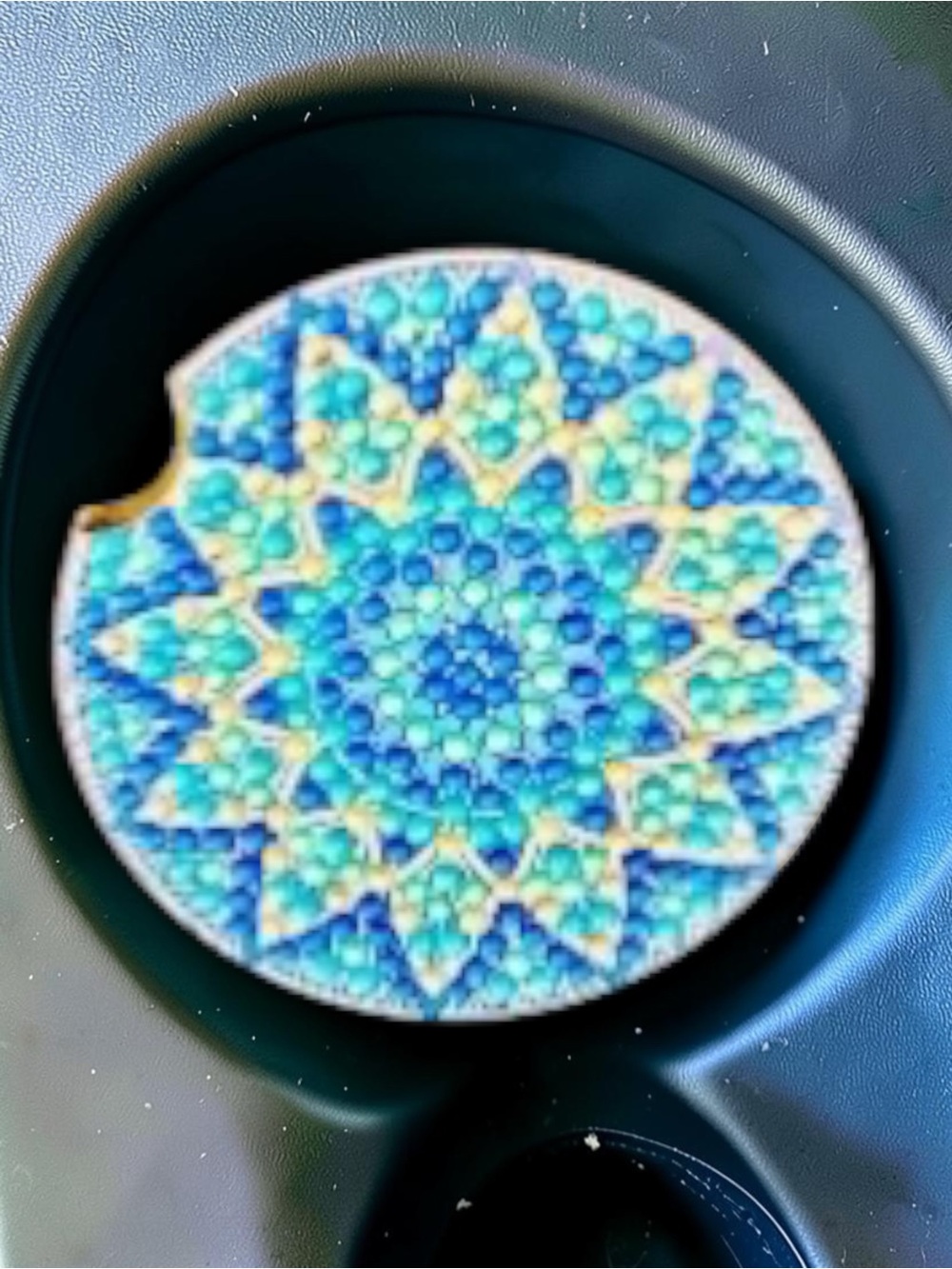 NEW Car Coaster Colorful Hand Crafted & Sealed Diamond Art Cork Backing 2.8”